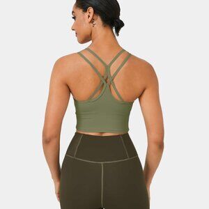 Softlyzero Airy Double Straps Backless Crisscross Cropped Cool Touch Yoga Tank T